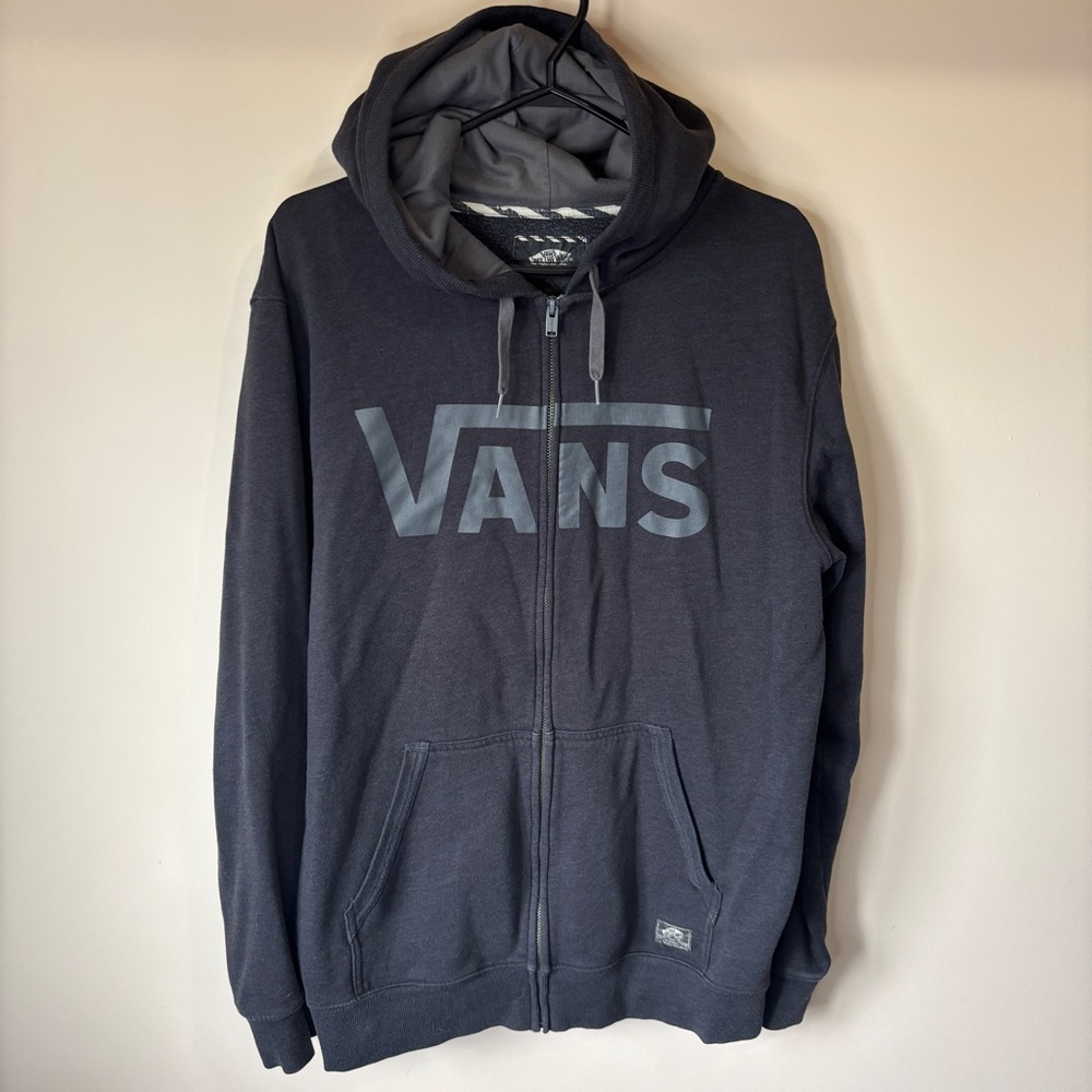 Vans Men’s Black Zip Up Sweater with Logo on Front & Pockets